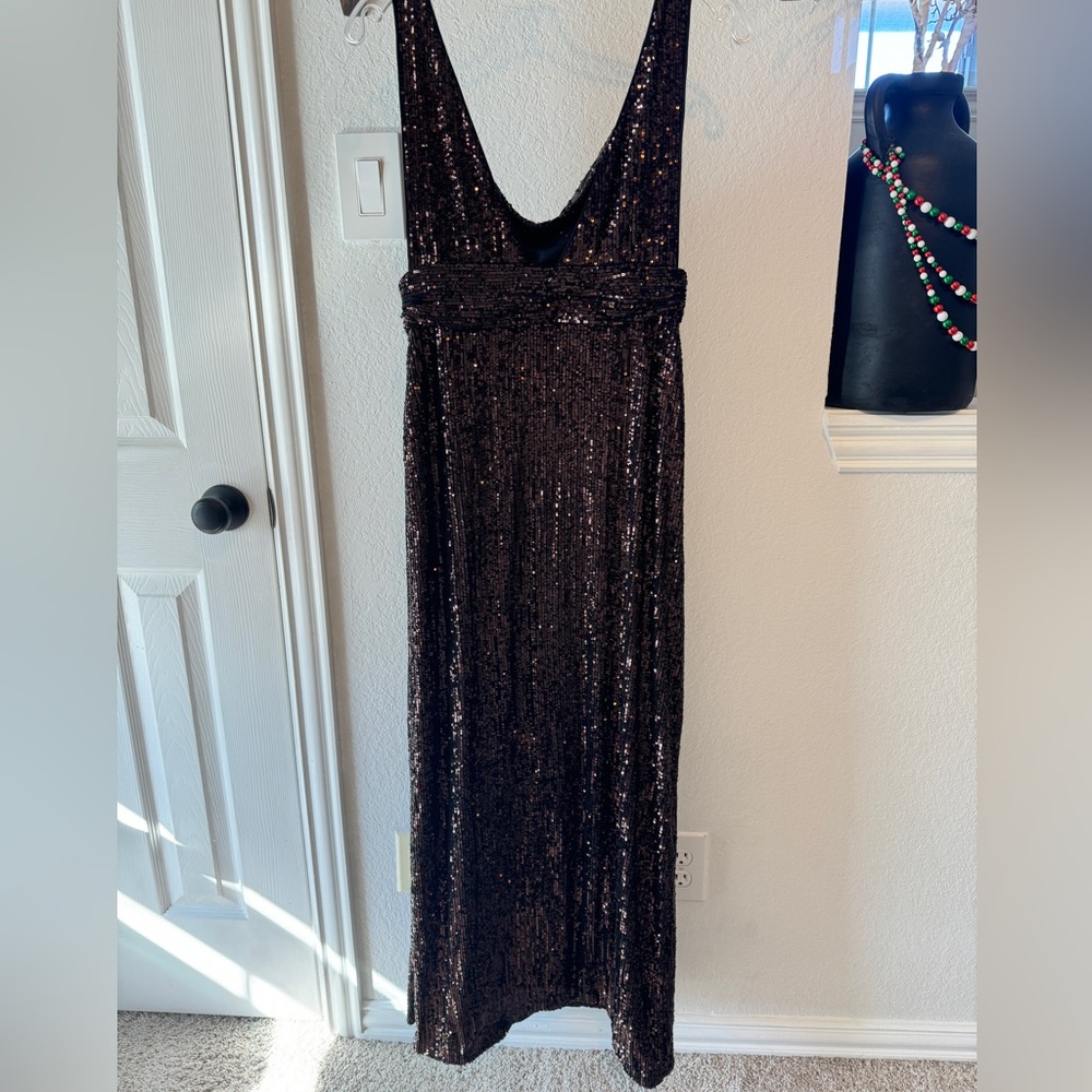 NWT Free People Cool Girl Dark Sparkle Sequin Maxi Dress Size 8 - Picture 6 of 14